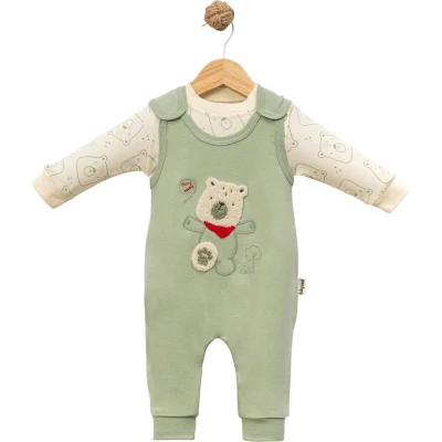 Scarf Bear Dungarees Set