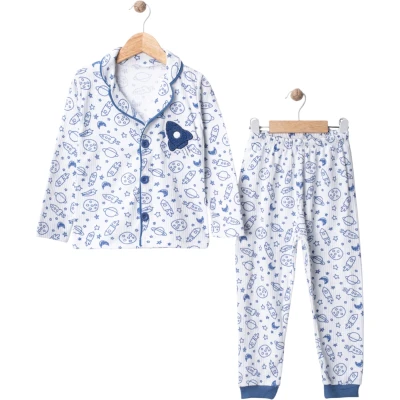 Galaksi Roket Süzeneli Yakalı Pijama Takım
