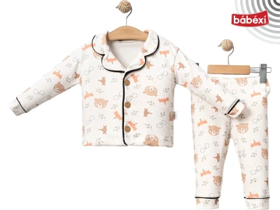 Gözlüklü Tavşan Baskılı Pijama Takım