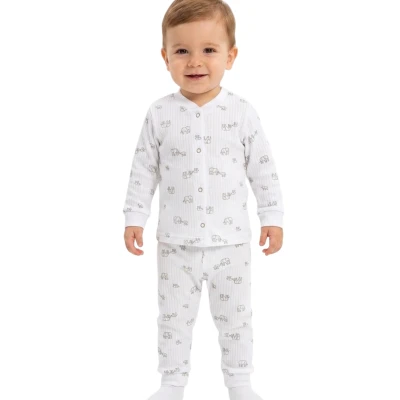 Gri Fil Çıtçıtlı Pijama