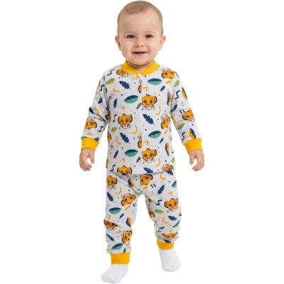 Mustard Lion King Snap-Button Pajamas