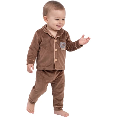 Kadife Taçlı Prens Yakalı Pijama Takım