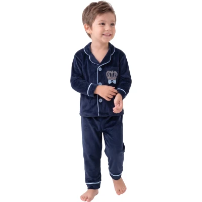 Kadife Taçlı Prens Yakalı Pijama Takım