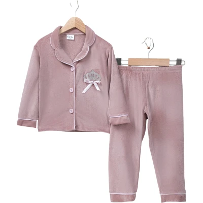 Kadife Taçlı Prenses Yakalı Pijama Takım