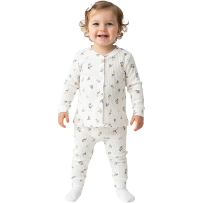 Kahve Çiçek Raporlu Çıtçıtlı Pijama 6 Ay - 2 Yaş