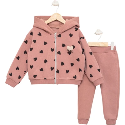 Heart printed zippered set