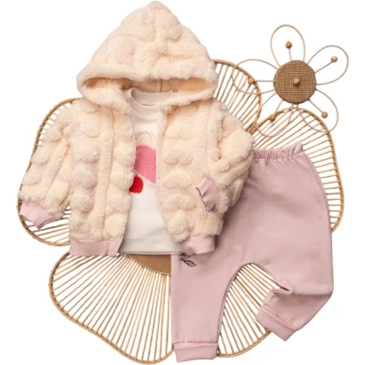 Embossed Heart Cardigan 3-Piece Set