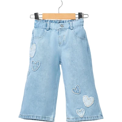 Heart Embroidered Denim Jeans 3Y-6Y