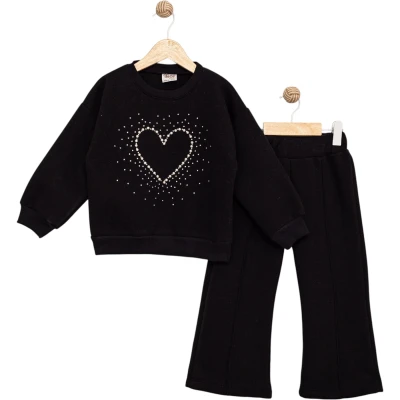 Heart Rhinestone Three-Thread Girls' Set