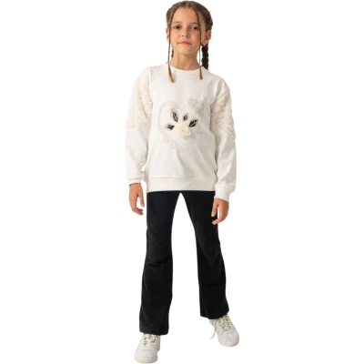 Kalp Taşlı Gül Sweatshirt