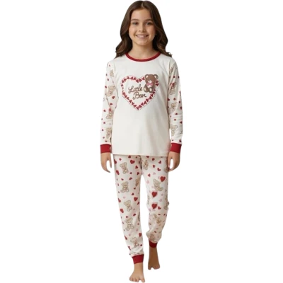 Kalpli Ayıcık Desenli Pijama Takımı