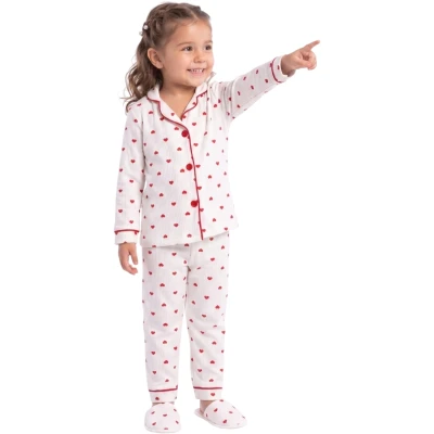 Heart Slipper Print Collar Pajama Set