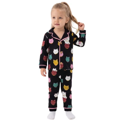 Kedi Baskılı Uzun Kollu Pijama Takım