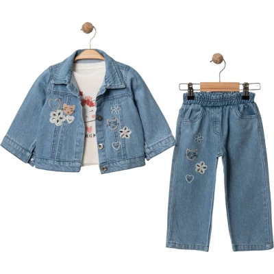 Cat & Flower Embroidered Set