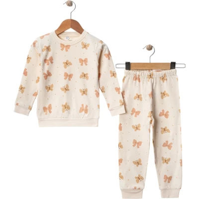 Kelebek Bebe Yaka İnterlok Pijama - Kız