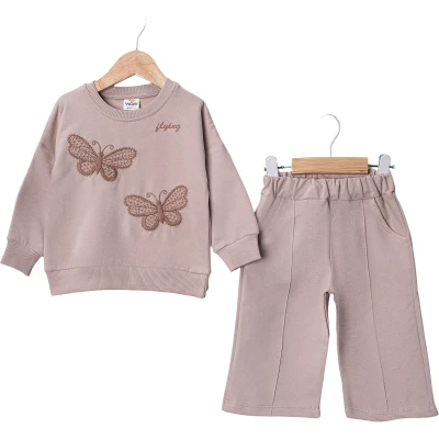 Butterflies Embroidered Two-Piece Set