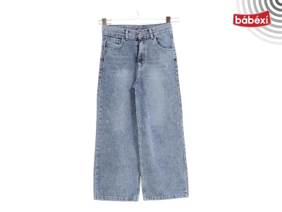 Kemerli Boru Paça Nakışlı Kot Pantolon
