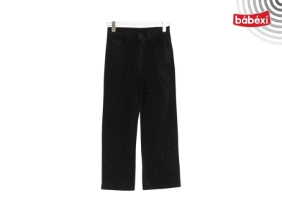 Kemerli Straight-Leg Leg Stone-Studded Girl Denim Trousers