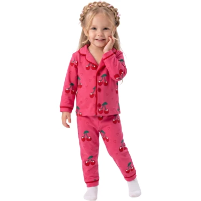 Kiraz Baskılı Uzun Kollu Pijama Takım