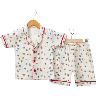 Kısa Kollu Şortlu Araba Müslin Yakalı Pijama Takım 12 Ay - 3 Yaş