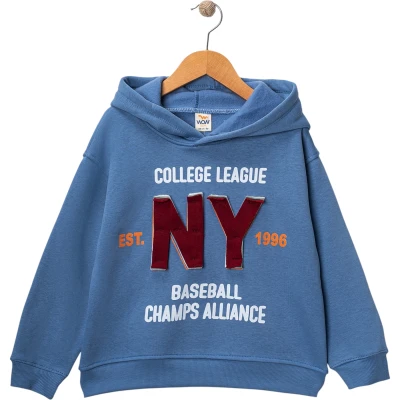 Kışlık Ny Kumaş Nakışlı Kapşonlu Sweat