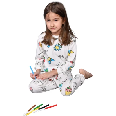 Girls Kids Colour-In Pajama Set
