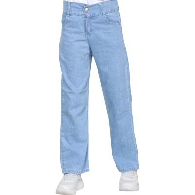 Girls Rhinestone Denim Blue