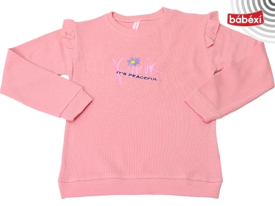Kol Fırfırlı Unicorn Nakışlı Waffle Sweat