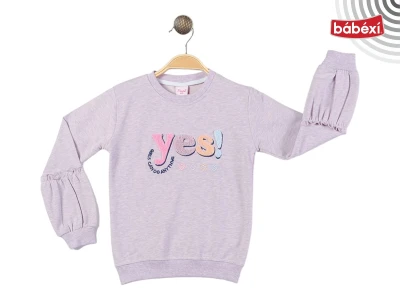 Kol Fırfırlı Yes! Kalp Nakışlı Sweat