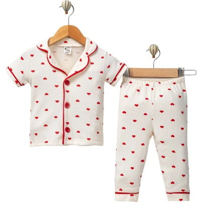 Küçük Kalpli Kısa Kollu Pijama Takım