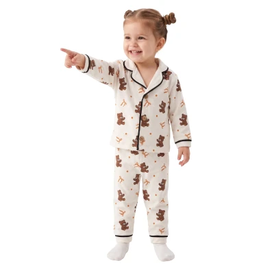 Kurdeleli Ayıcık Uzun Kollu Pijama Takım