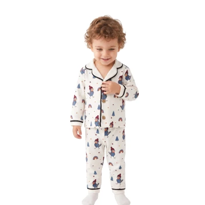 Kuş Baskılı Uzun Kollu Pijama Takım