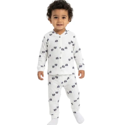 Lacivert Fil Çıtçıtlı Pijama