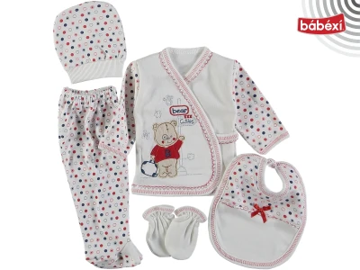 luxury combed cotton bear embroidered 5 Li bodysuit set