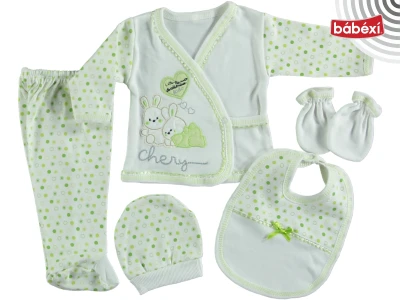 luxury combed cotton bunny Nakşlı 5 Li baby bodysuit set