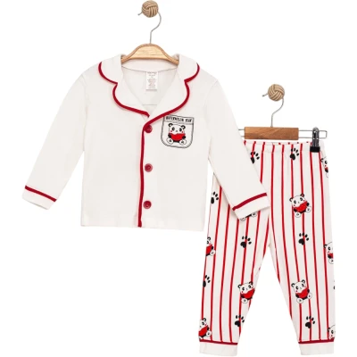 Mantarlı Panda Uzun Kollu Pijama Takım