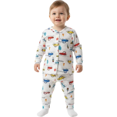Mavi Araba Raporlu Çıtçıtlı Pijama