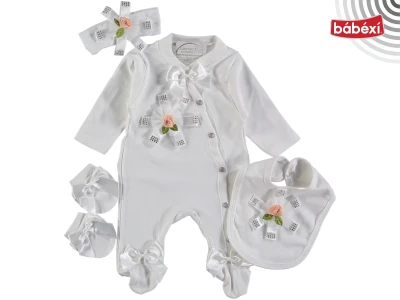Meçli çiçekli bebek tulum set