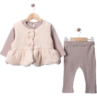 Seasonal Muslin With Vest With Bow Set