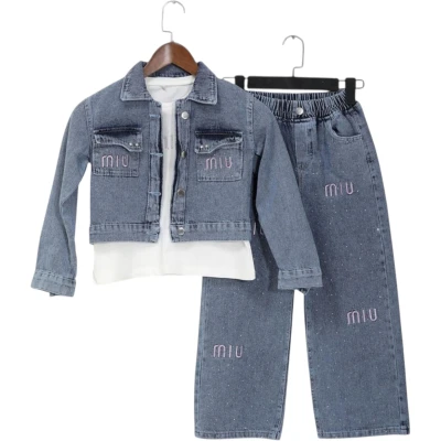 Mıu embroidered rhinestone 3-piece set