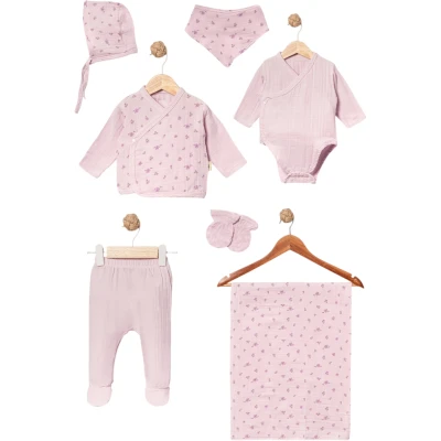 Muslin 7-Piece Rose Pattern Set