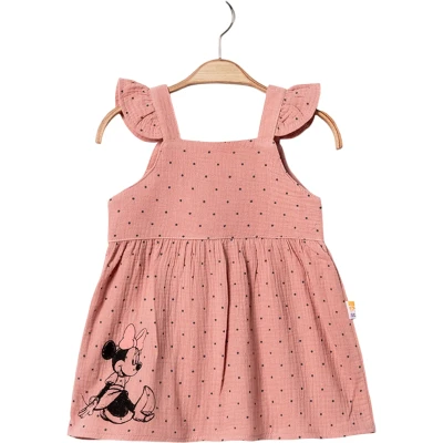 Müslin Minnie Mouse Puantiyeli Kız Elbise
