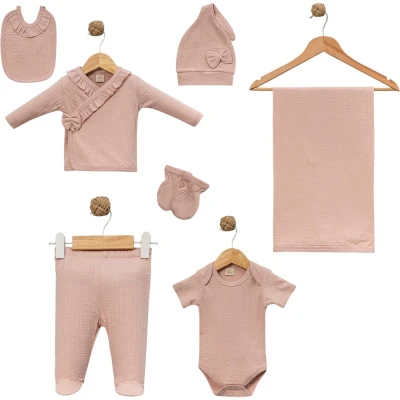 Müslin Örme Battaniyeli Fırfırlı 7'li
