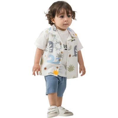 Müslin Üçlü Erkek Bebek Takım