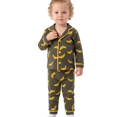 Muz Baskılı Uzun Kollu Pijama Takım 9 Ay - 2 Yaş