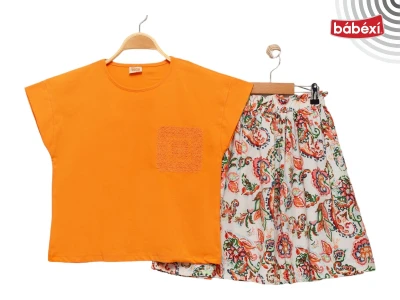 Embroidered Skirted Viscose Girls' Outfit