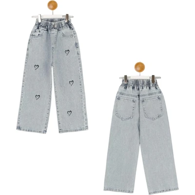 Embroidered Girls' Denim Pants