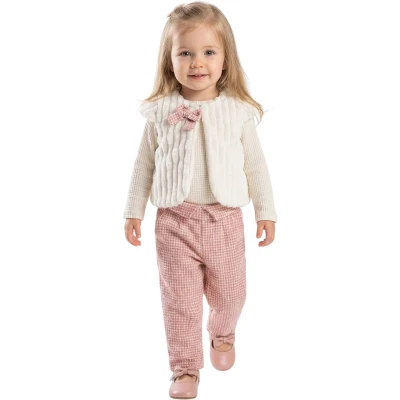 Embroidered stone-embellished 3-piece girls' set