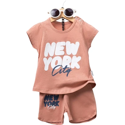 New York Baskılı Kız Yazlık Takım