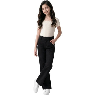 School Palazzo Gabardine Pants – Black